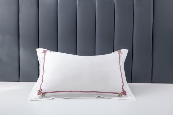 OEM হোয়াইট কটন ব্রোডারিড বালিশ কেস OEKO-TEX কিং সাইজ বালিশ কেস