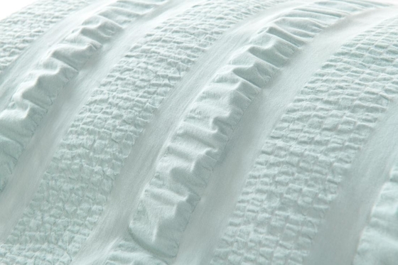 সাদা সিরসাকার বালিশের কেস রানী আকার টেকসই হালকা সবুজ বালিশের কেস